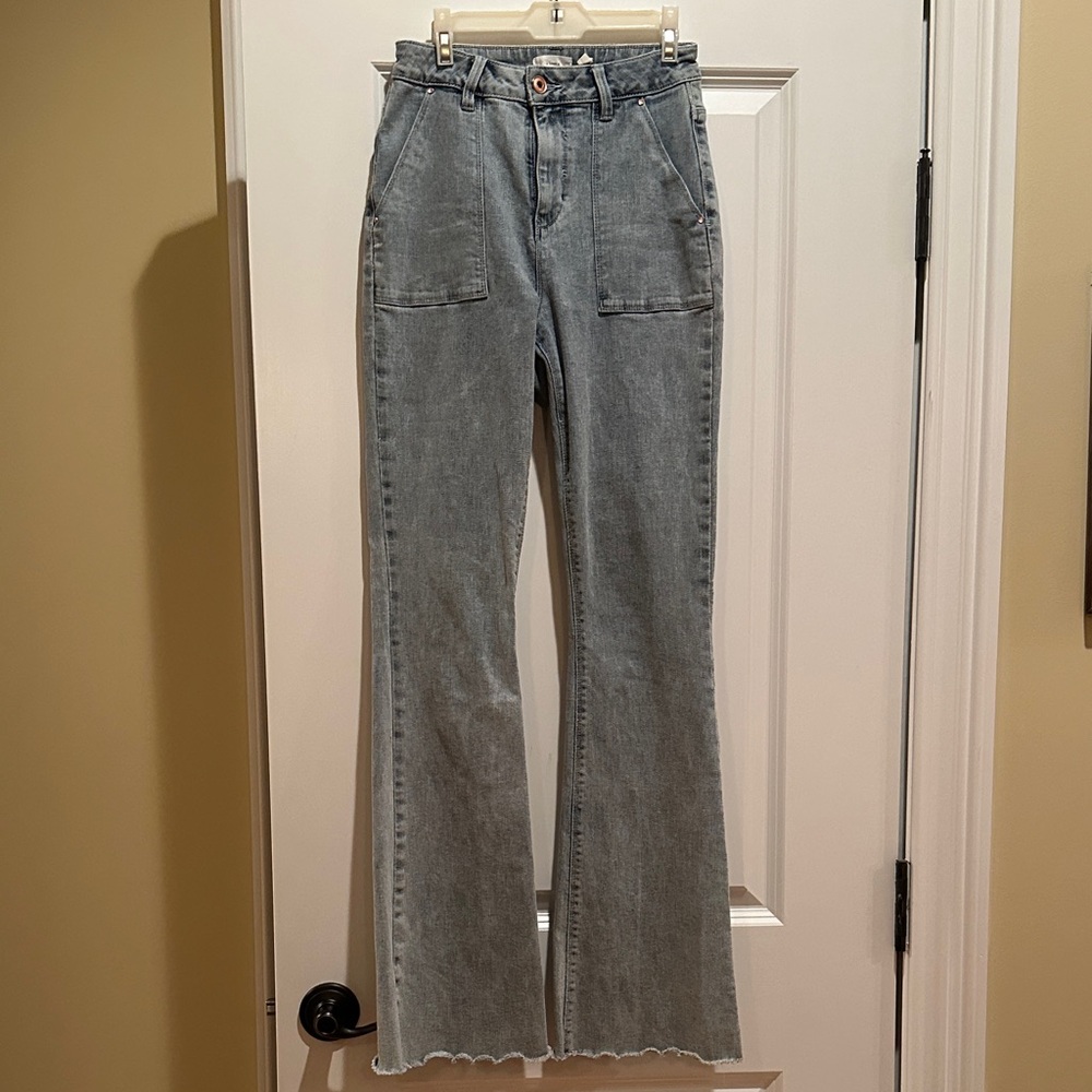 Stylish Women's Flare Jeans with rose gold accents